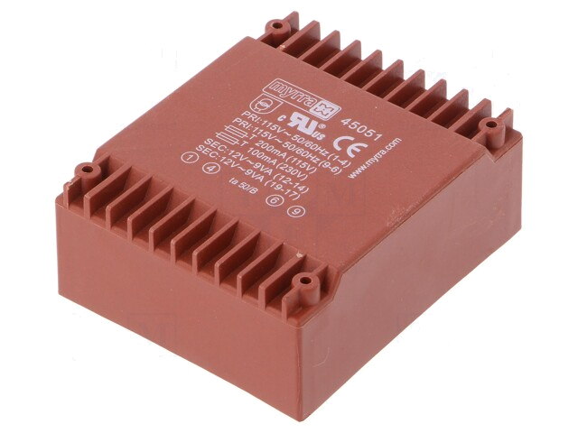 Transformator: ingegoten; 18VA; 115VAC,230VAC; 12V; 12V; 750mA Transformator: ingegoten; 18VA; 115VAC,230VAC; 12V; 12V; 750mA